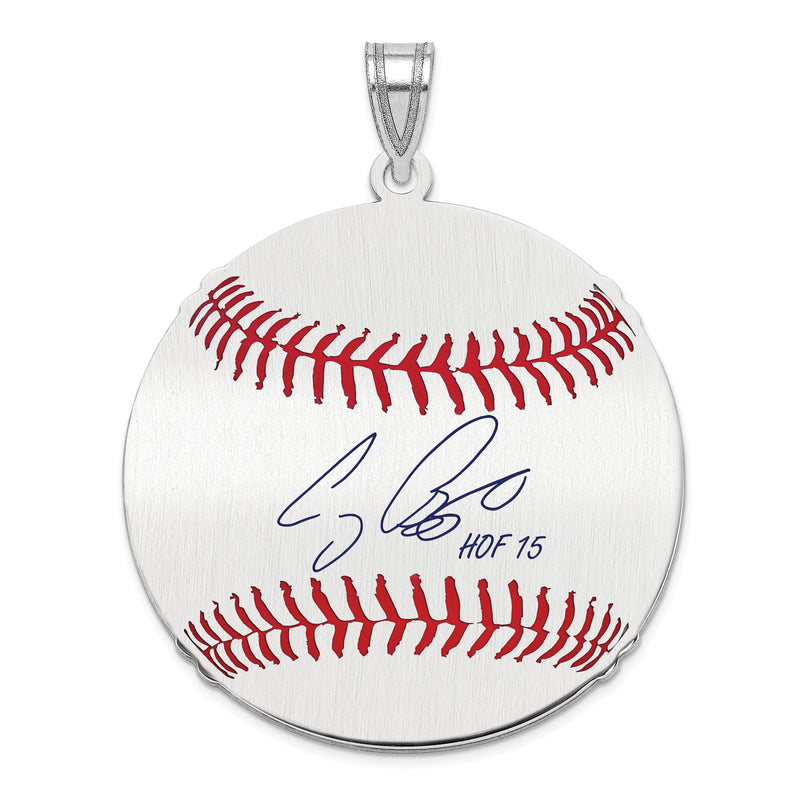 Sterling Silver Rhodium plated Craig Biggio Hall of Fame Signature Large Epoxy Baseball Pendant