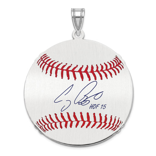 Sterling Silver Rhodium plated Craig Biggio Hall of Fame Signature Large Epoxy Baseball Pendant