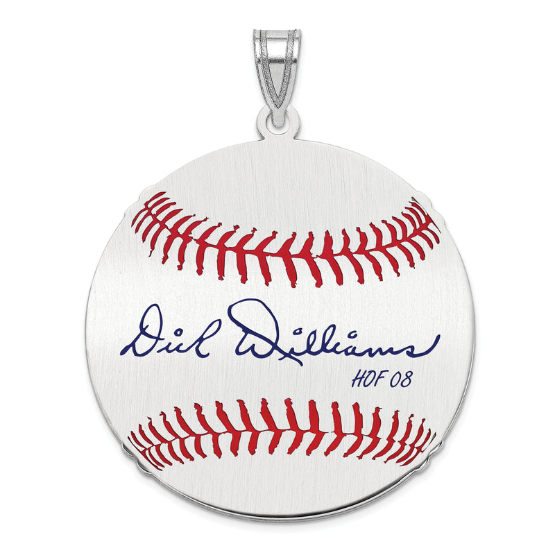 Sterling Silver Rhodium plated Dick Williams Hall of Fame Signature Large Epoxy Baseball Pendant