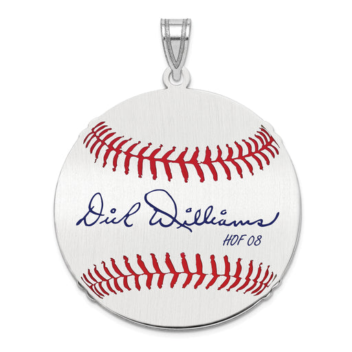 Sterling Silver Rhodium plated Dick Williams Hall of Fame Signature Large Epoxy Baseball Pendant