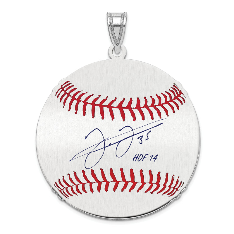 Sterling Silver Rhodium plated Frank Thomas Hall of Fame Signature Large Epoxy Baseball Pendant