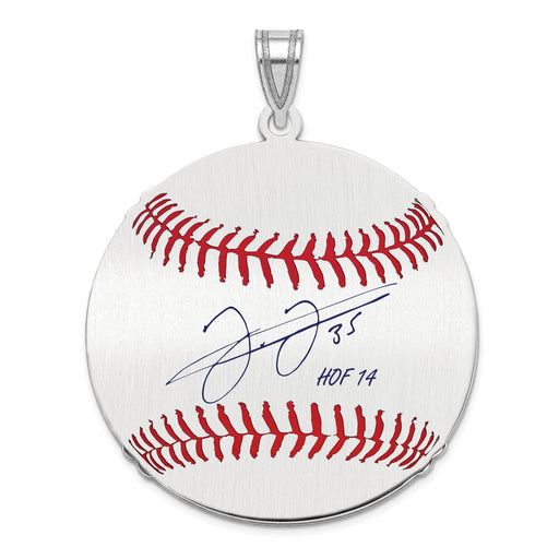 Sterling Silver Rhodium plated Frank Thomas Hall of Fame Signature Large Epoxy Baseball Pendant
