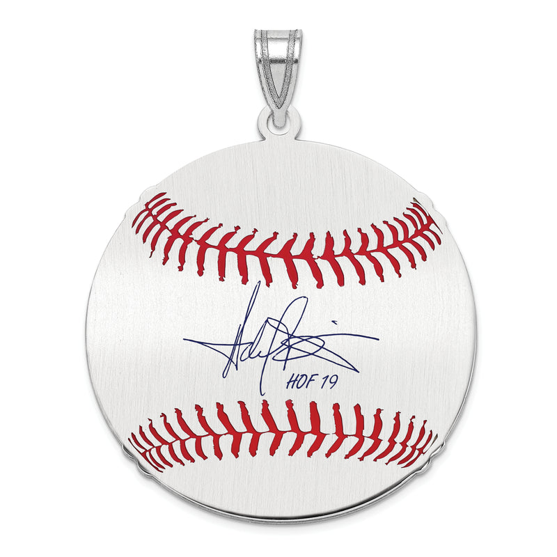 Sterling Silver Rhodium plated Harold Baines Hall of Fame Signature Large Epoxy Baseball Pendant