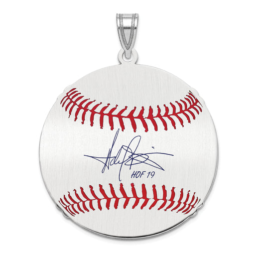 Sterling Silver Rhodium plated Harold Baines Hall of Fame Signature Large Epoxy Baseball Pendant