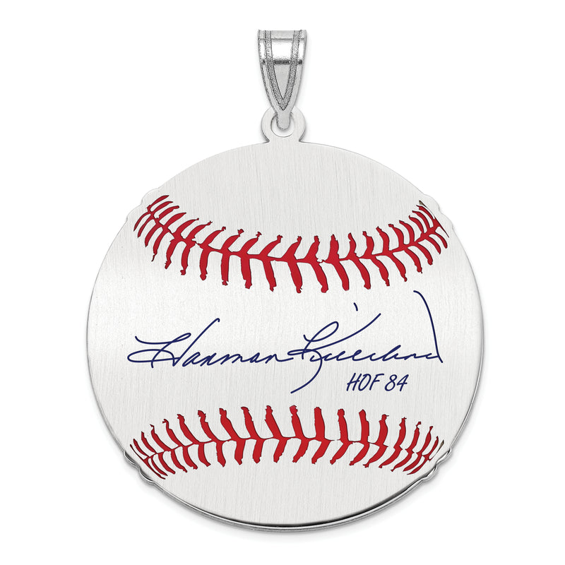 Sterling Silver Rhodium plated Harmon Killebrew Hall of Fame Signature Large Epoxy Baseball Pendant