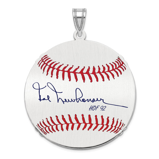 Sterling Silver Rhodium plated Hal Newhouser Hall of Fame Signature Large Epoxy Baseball Pendant