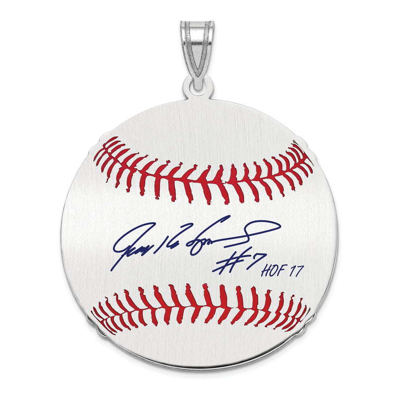 Sterling Silver Rhodium plated Ivan PUDGE Rodriguez Hall of Fame Signature Large Epoxy Baseball Penda