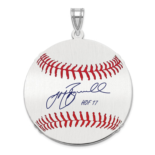 Sterling Silver Rhodium plated Jeff Bagwell Hall of Fame Signature Large Epoxy Baseball Pendant