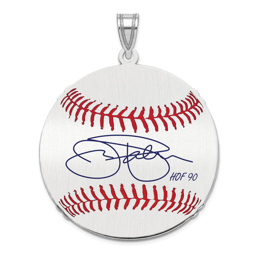 Sterling Silver Rhodium plated James JIM Palmer Hall of Fame Signature Large Epoxy Baseball Pendant