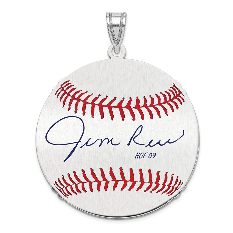Sterling Silver Rhodium plated James JIM Rice Hall of Fame Signature Large Epoxy Baseball Pendant