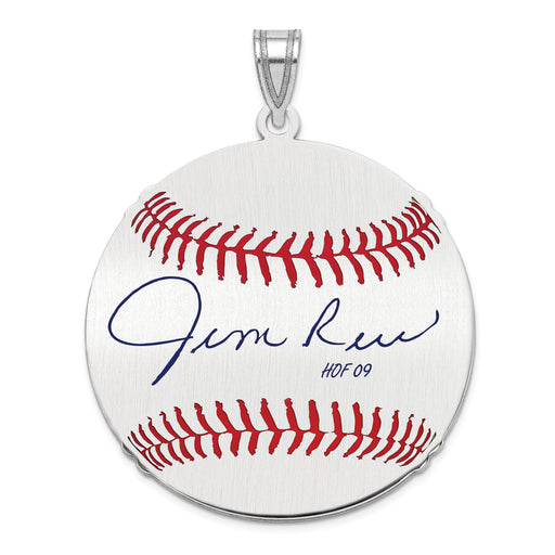 Sterling Silver Rhodium plated James JIM Rice Hall of Fame Signature Large Epoxy Baseball Pendant