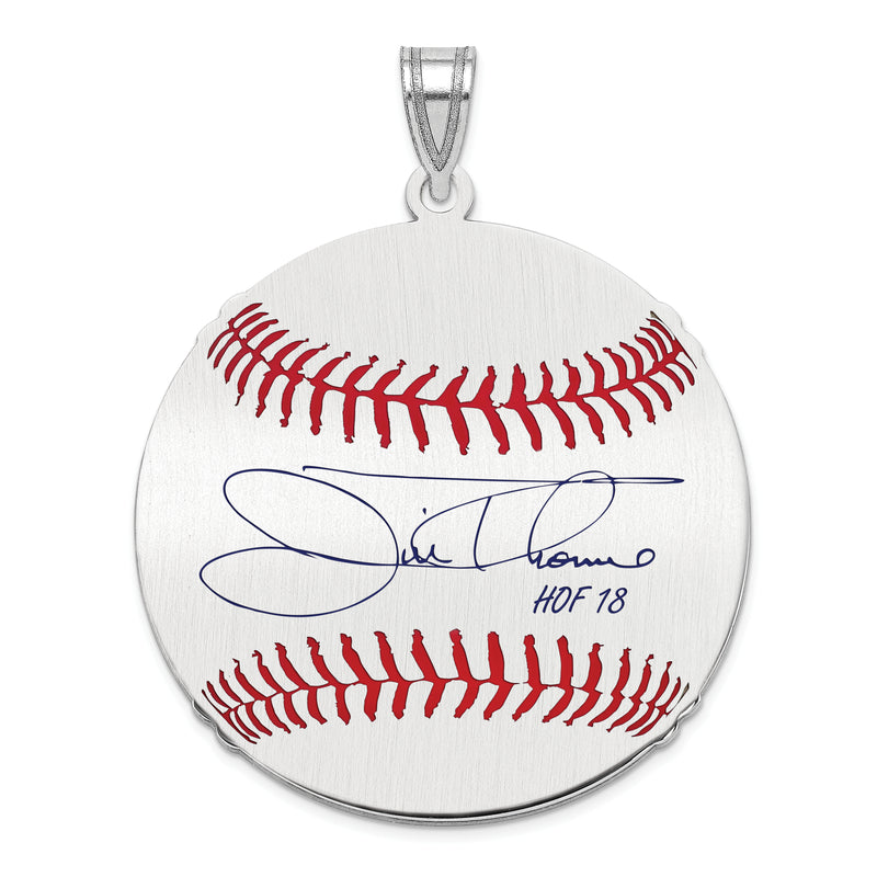 Sterling Silver Rhodium plated James JIM Thome Hall of Fame Signature Large Epoxy Baseball Pendant