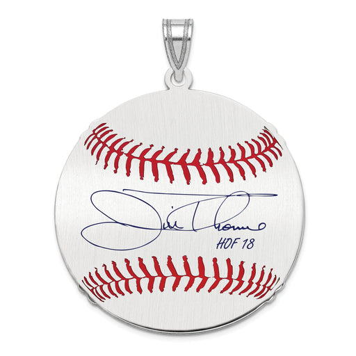 Sterling Silver Rhodium plated James JIM Thome Hall of Fame Signature Large Epoxy Baseball Pendant