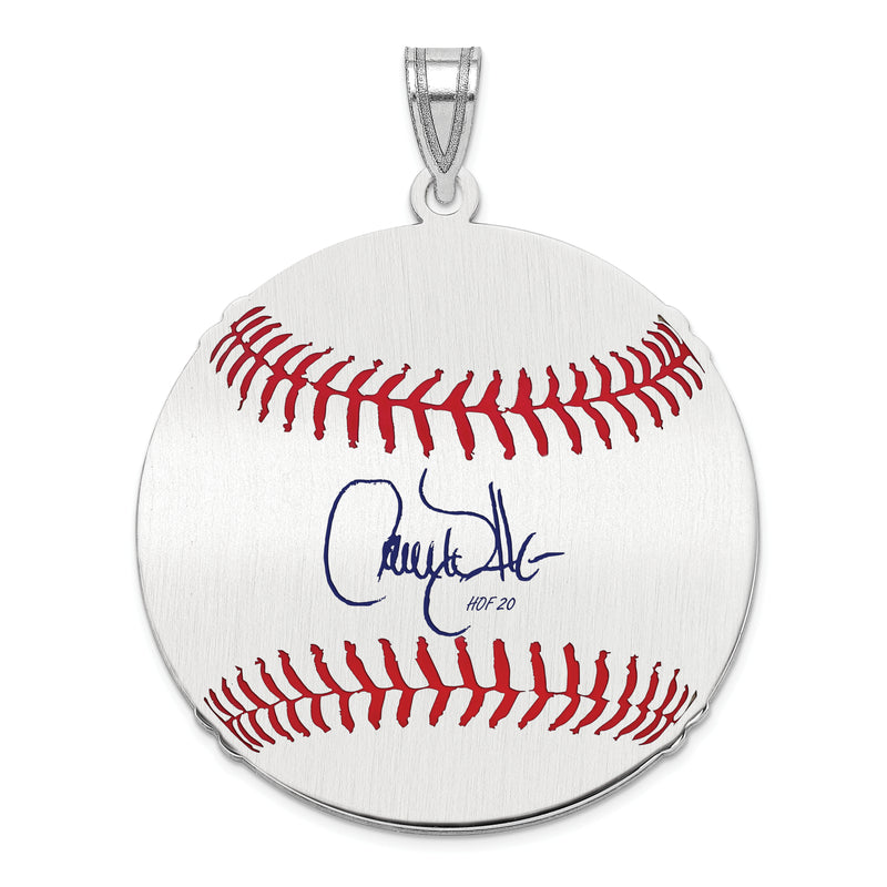 Sterling Silver Rhodium plated Larry Walker Hall of Fame Signature Large Epoxy Baseball Pendant