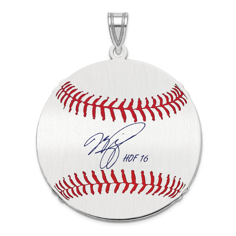 Sterling Silver Rhodium plated Mike Piazza Hall of Fame Signature Large Epoxy Baseball Pendant