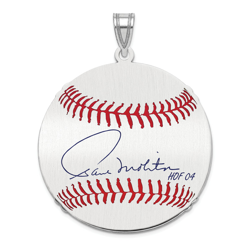 Sterling Silver Rhodium plated Paul Molitor Hall of Fame Signature Large Epoxy Baseball Pendant