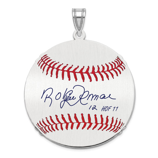 Sterling Silver Rhodium plated Roberto Alomar Hall of Fame Signature Large Epoxy Baseball Pendant