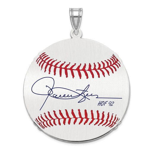 Sterling Silver Rhodium plated Roland ROLLIE Fingers Hall of Fame Signature Large Epoxy Baseball Pendant