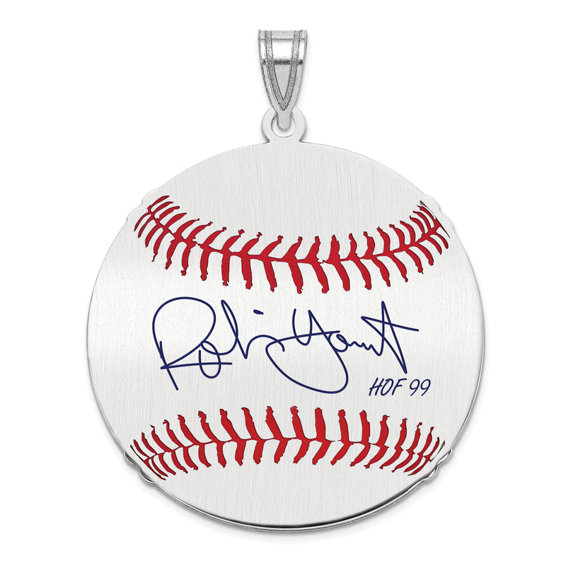 Sterling Silver Rhodium plated Robin Yount Hall of Fame Signature Large Epoxy Baseball Pendant