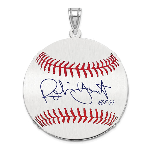 Sterling Silver Rhodium plated Robin Yount Hall of Fame Signature Large Epoxy Baseball Pendant