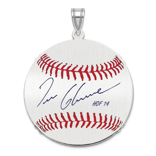 Sterling Silver Rhodium plated Tom Glavine Hall of Fame Signature Large Epoxy Baseball Pendant
