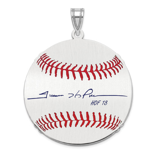 Sterling Silver Rhodium plated Trevor Hoffman Hall of Fame Signature Large Epoxy Baseball Pendant
