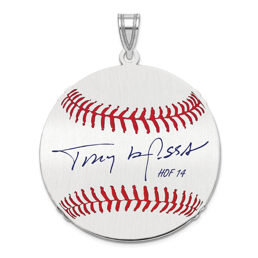 Sterling Silver Rhodium plated Tony La Russa Hall of Fame Signature Large Epoxy Baseball Pendant