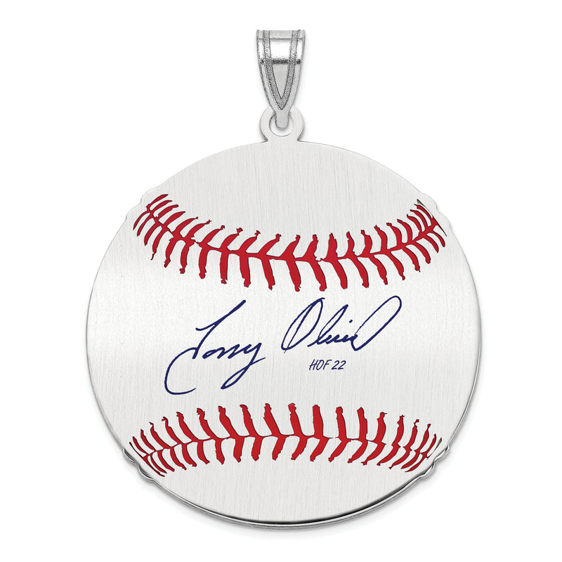 Sterling Silver Rhodium plated Tony Oliva Hall of Fame Signature Large Epoxy Baseball Pendant