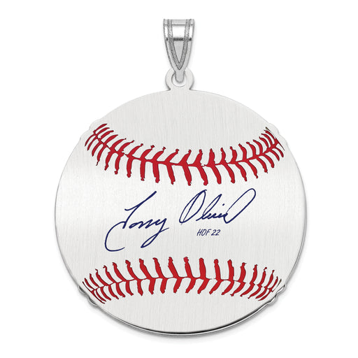 Sterling Silver Rhodium plated Tony Oliva Hall of Fame Signature Large Epoxy Baseball Pendant