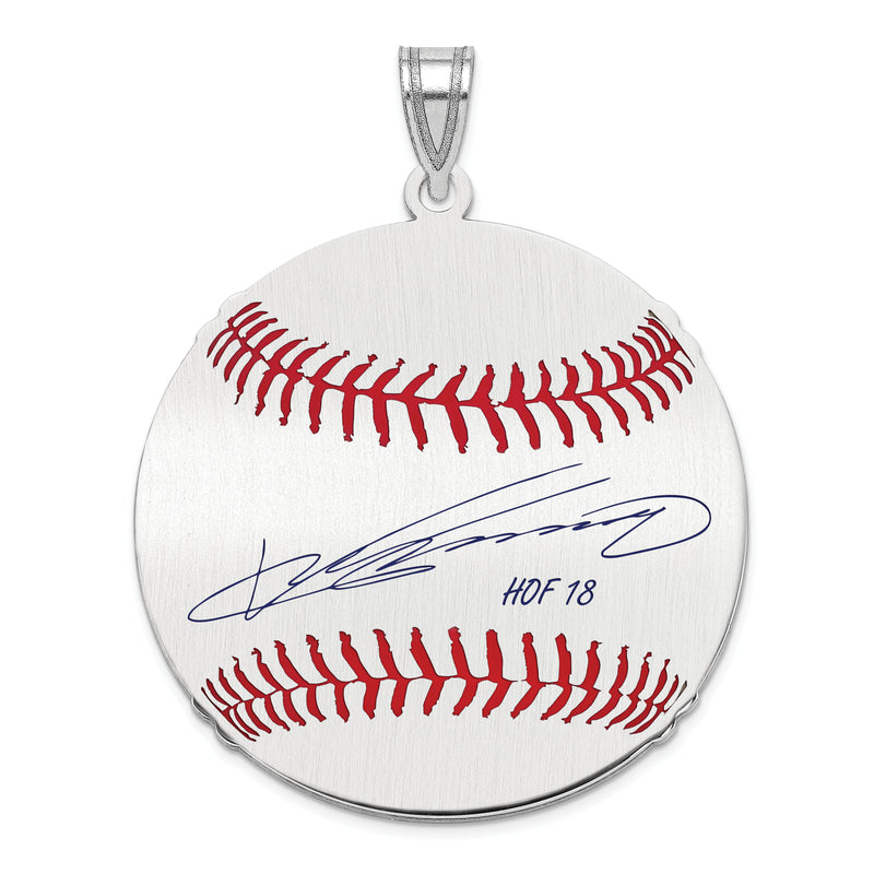 Sterling Silver Rhodium plated Vladimir Guerrero Hall of Fame Signature Large Epoxy Baseball Pendant