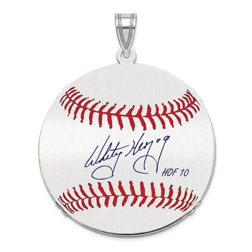 Sterling Silver Rhodium plated Whitey Herzog Hall of Fame Signature Large Epoxy Baseball Pendant