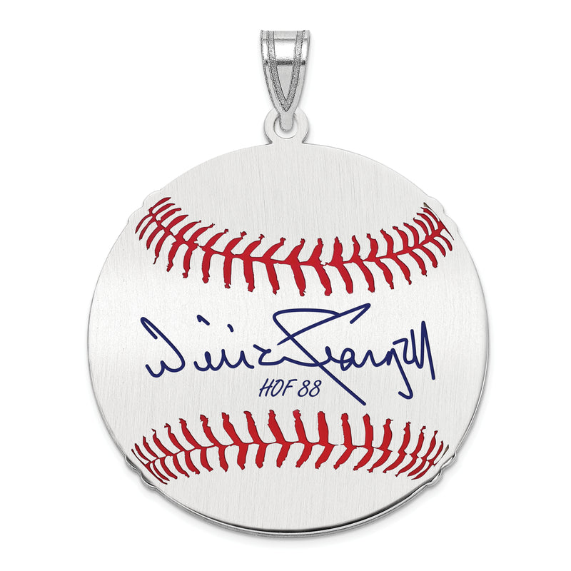 Sterling Silver Rhodium plated Wilver WILLIE Stargell Hall of Fame Signature Large Epoxy Baseball Pendant