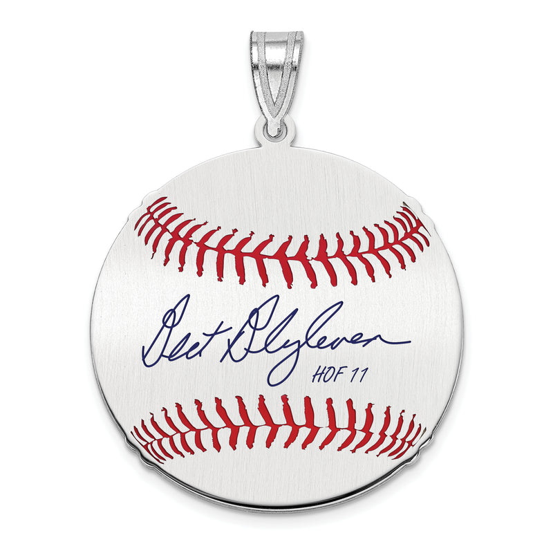 Sterling Silver Rhodium plated Bert Blyleven Hall of Fame Signature Medium Epoxy Baseball Pendant