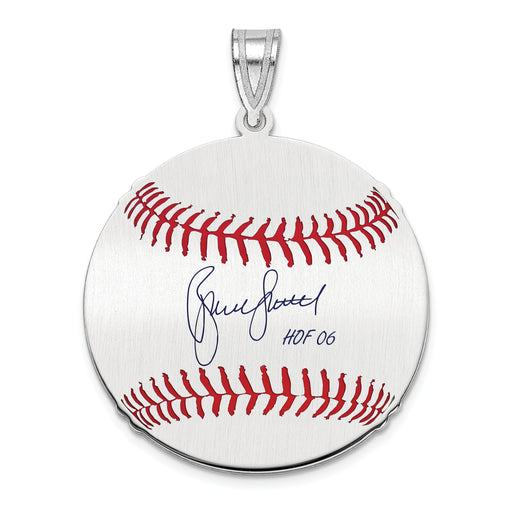 Sterling Silver Rhodium plated Bruce Sutter Hall of Fame Signature Medium Epoxy Baseball Pendant