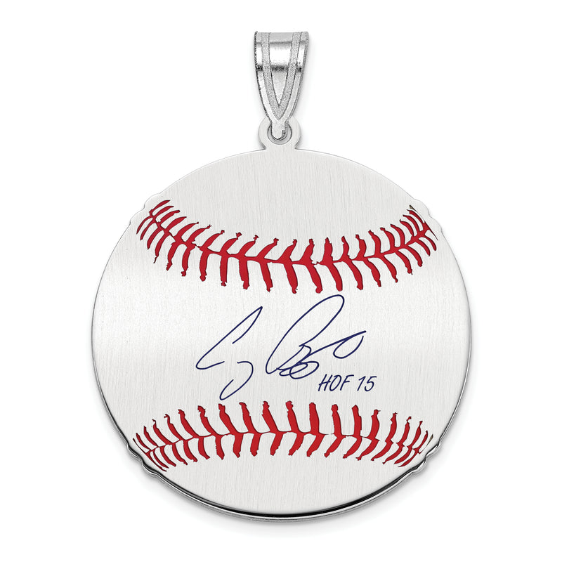 Sterling Silver Rhodium plated Craig Biggio Hall of Fame Signature Medium Epoxy Baseball Pendant