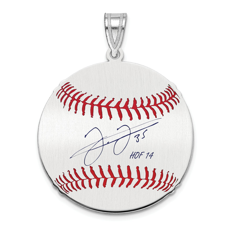 Sterling Silver Rhodium plated Frank Thomas Hall of Fame Signature Medium Epoxy Baseball Pendant