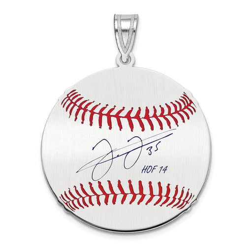 Sterling Silver Rhodium plated Frank Thomas Hall of Fame Signature Medium Epoxy Baseball Pendant