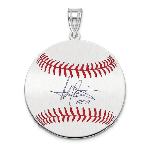 Sterling Silver Rhodium plated Harold Baines Hall of Fame Signature Medium Epoxy Baseball Pendant