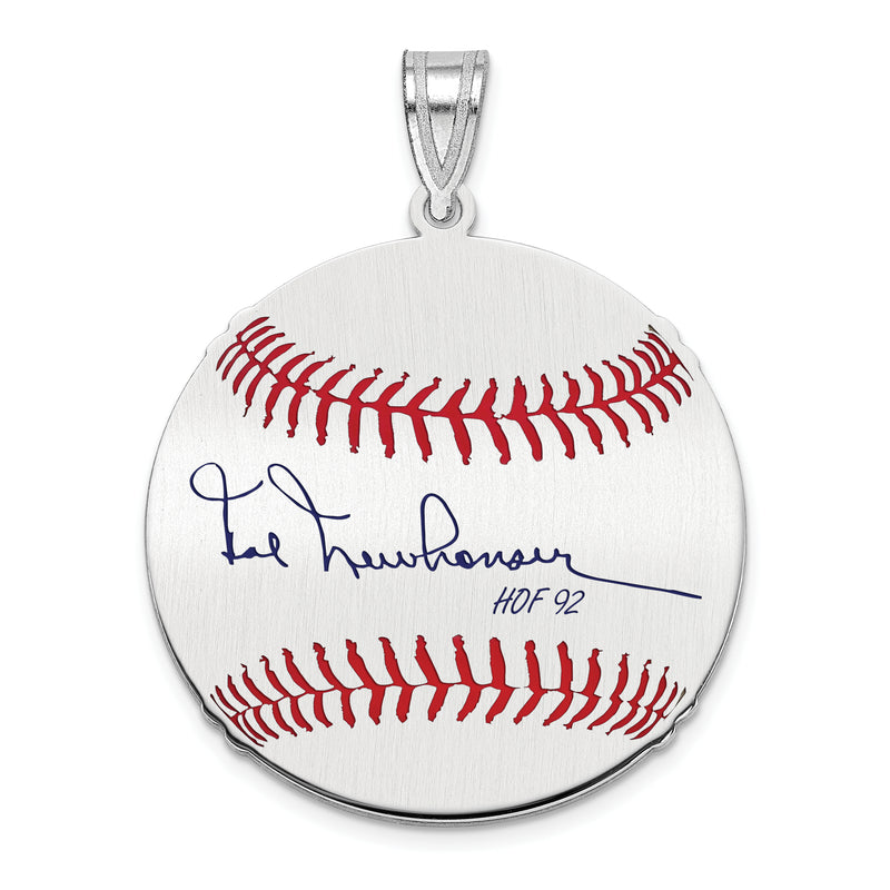 Sterling Silver Rhodium plated Hal Newhouser Hall of Fame Signature Medium Epoxy Baseball Pendant