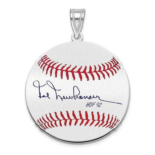 Sterling Silver Rhodium plated Hal Newhouser Hall of Fame Signature Medium Epoxy Baseball Pendant