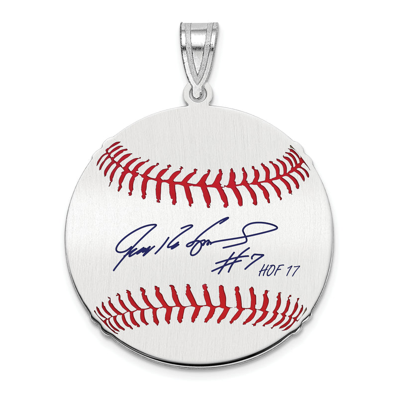 Sterling Silver Rhodium plated Ivan PUDGE Rodriguez Hall of Fame Signature Medium Epoxy Baseball Pend