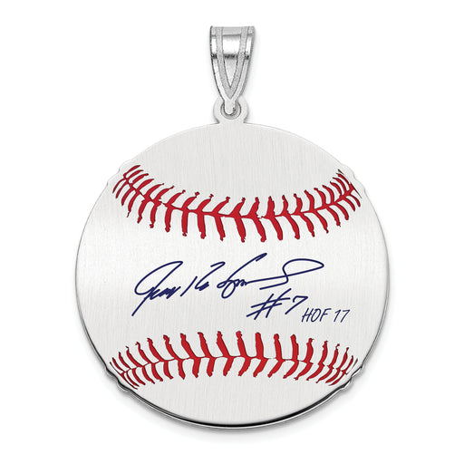 Sterling Silver Rhodium plated Ivan PUDGE Rodriguez Hall of Fame Signature Medium Epoxy Baseball Pend