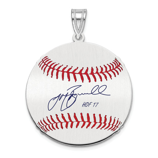 Sterling Silver Rhodium plated Jeff Bagwell Hall of Fame Signature Medium Epoxy Baseball Pendant