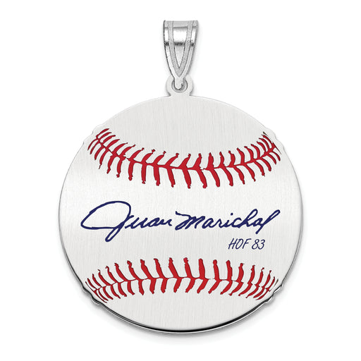 Sterling Silver Rhodium plated Juan Marichal Hall of Fame Signature Medium Epoxy Baseball Pendant