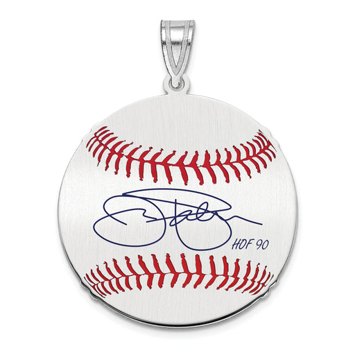 Sterling Silver Rhodium plated James JIM Palmer Hall of Fame Signature Medium Epoxy Baseball Pendant