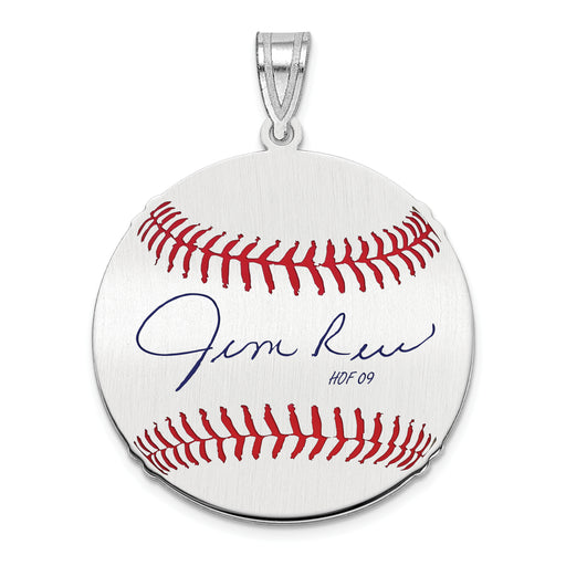 Sterling Silver Rhodium plated James JIM Rice Hall of Fame Signature Medium Epoxy Baseball Pendant