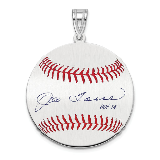 Sterling Silver Rhodium plated Joe Torre Hall of Fame Signature Medium Epoxy Baseball Pendant