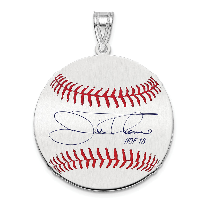 Sterling Silver Rhodium plated James JIM Thome Hall of Fame Signature Medium Epoxy Baseball Pendant
