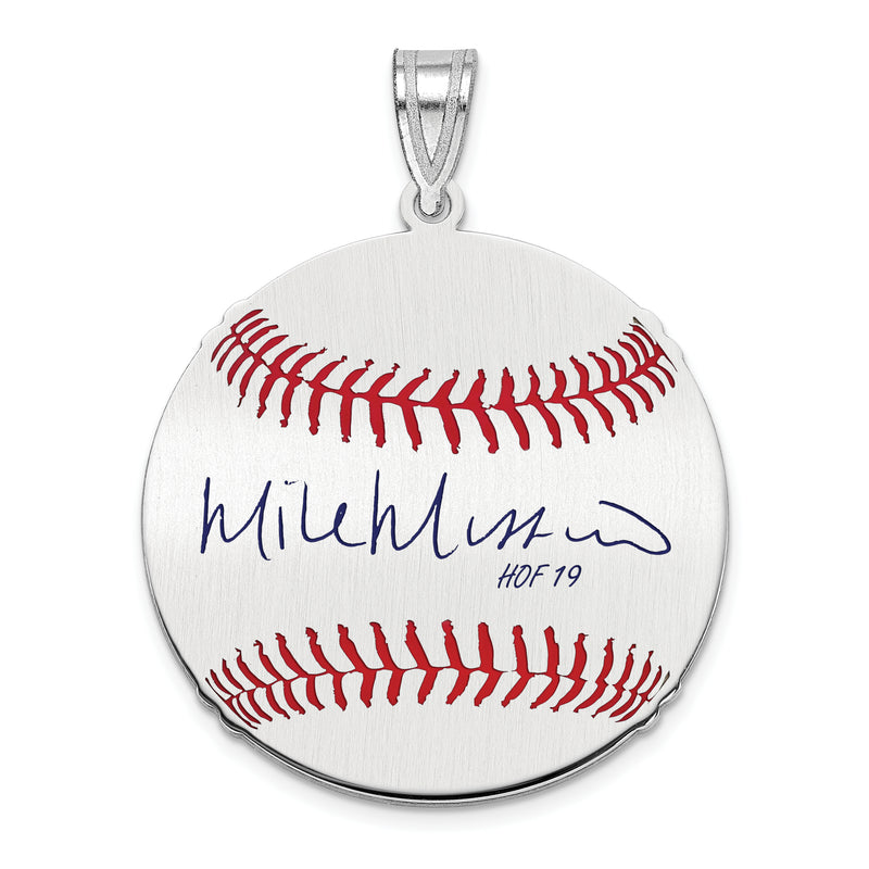 Sterling Silver Rhodium plated Mike Mussina Hall of Fame Signature Medium Epoxy Baseball Pendant