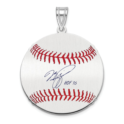 Sterling Silver Rhodium plated Mike Piazza Hall of Fame Signature Medium Epoxy Baseball Pendant